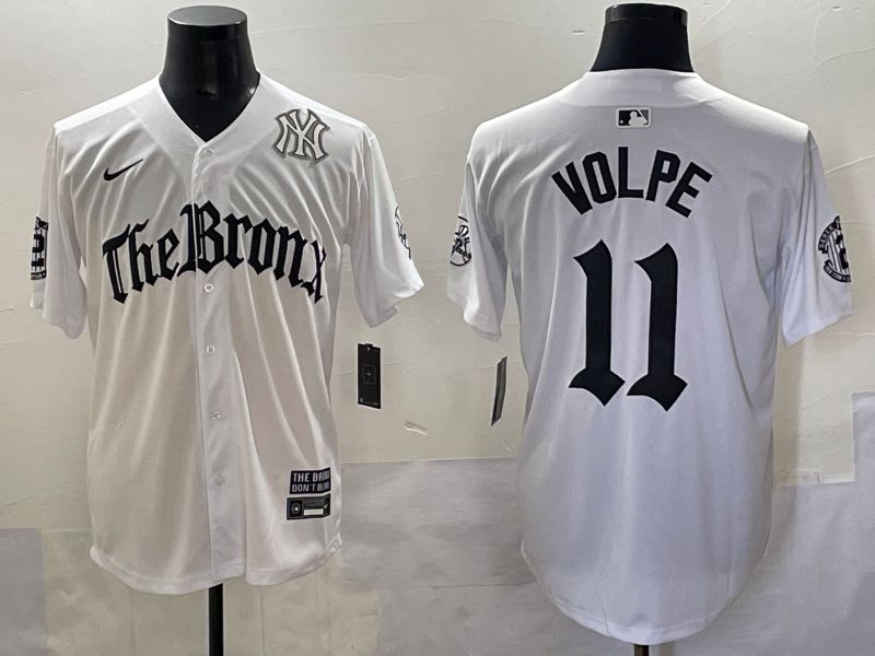 Men 2025 New York Yankees #11 Volpe White Five generations Joint Name Nike MLB Jersey style 7->new york yankees->MLB Jersey